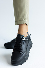 Black leather sneakers for the city  8018795 photo №10