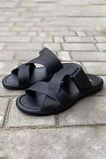 Men's summer leather flip-flops  8019796 photo №1