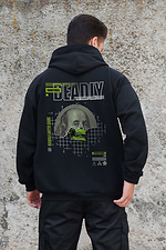 Herren Kapuzenpullover mit isoliertem Reißverschluss und Fleece-Reißverschluss mit Deadly Kane Aufdruck Schwarz Without 8055796 Foto №2