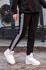 Black knit joggers with reflective stripes Without 8042797 photo №1