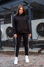 Black knit joggers with reflective stripes Without 8042797 photo №2