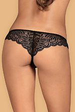 Erotic black lace thong panties with an intimate slit Obsessive 4026798 photo №2