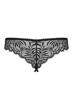 Erotyczne majtki stringi z czarnej koronki z intymnym rozcięciem Obsessive 4026798 zdjęcie №3