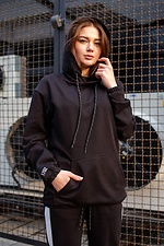 Oversized black jersey hoodie with reflective print Without 8042798 photo №1