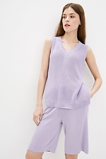 Lilac knitted two-piece suit: Bermuda shorts, top  4037800 photo №1