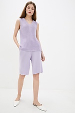 Lilac knitted two-piece suit: Bermuda shorts, top  4037800 photo №2