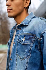 Синяя джинсовая куртка длинная весенняя Without 8042800 фото №9