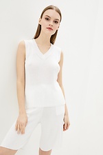White knitted two-piece suit: Bermuda shorts, top  4037801 photo №1