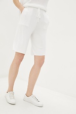 White knitted two-piece suit: Bermuda shorts, top  4037801 photo №4