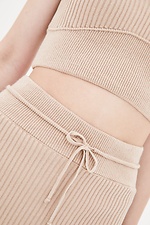 Beige knitted two-piece suit: mini skirt, top  4037802 photo №3