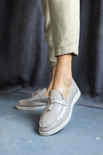 Beige leather loafers  8018802 photo №3