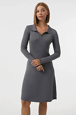 Women's dark gray knitted dress with collar  4038804 photo №1