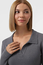 Women's dark gray knitted dress with collar  4038804 photo №4