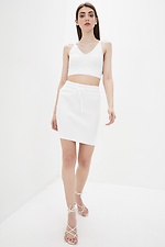 White knitted two-piece suit: mini skirt, top  4037805 photo №1