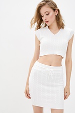 White knitted two-piece suit: mini skirt, top  4037806 photo №1