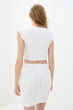 White knitted two-piece suit: mini skirt, top  4037806 photo №3
