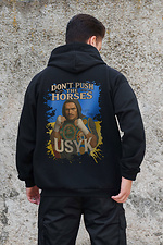 Мужское Утепленное Зип Худи На Флисе Зипер С Принтом Dont Push The Horse Kane Black Without 8055806 фото №2