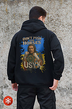 Herren Kapuzenpullover mit isoliertem Reißverschluss und Fleece-Reißverschluss mit Aufdruck Dont Push The Horse Kane Schwarz Without 8055806 Foto №2