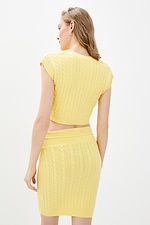 Yellow knitted two-piece suit: mini skirt, top  4037807 photo №3