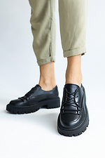 Черные кожаные туфли со шнурками  8018808 фото №5