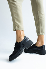 Черные кожаные туфли со шнурками  8018808 фото №6