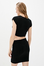 Black knitted two-piece suit: mini skirt, top  4037811 photo №3