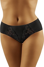 High rise black classic panty with sheer panel and embroidery WOLBAR 3023812 photo №1
