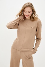 Warm knitted two-piece suit in sand color  4037812 photo №2