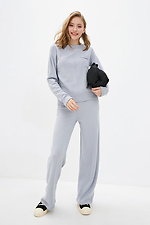 Warm knitted two-piece suit in light gray with wide trousers Sewel 4037814 photo β1