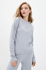 Warm knitted two-piece suit in light gray with wide trousers Sewel 4037814 photo β2
