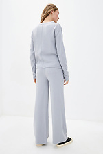 Warm knitted two-piece suit in light gray with wide trousers Sewel 4037814 photo β3
