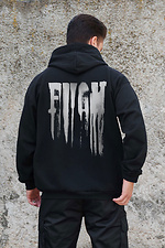 Мужское Утепленное Зип Худи На Флисе Зипер С Принтом Fight Kane Black Without 8055814 фото №2