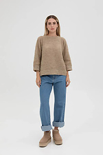 Women's woolen knitted jumper in dark beige color  4038816 photo №4