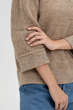 Women's woolen knitted jumper in dark beige color  4038816 photo №5
