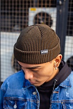 Minimalist wool blend beanie with lapel Without 8042816 photo №2