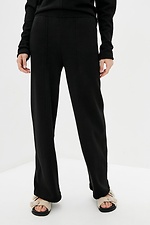 Ciepły dwuczęściowy czarny garnitur z dzianiny z szerokimi spodniami  4037817 zdjęcie №4