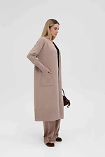 Women's knitted long cardigan in beige color  4038817 photo №3