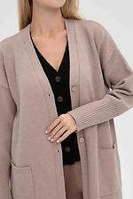 Women's knitted long cardigan in beige color  4038817 photo №4