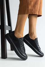Black leather sneakers for the city  8018818 photo №1