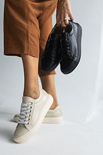 Black leather sneakers for the city  8018818 photo №2