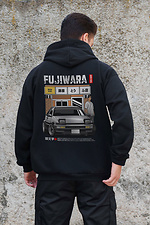 Мужское Утепленное Зип Худи На Флисе Зипер С Принтом Fujiwara Kane Black Without 8055818 фото №2