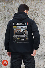 Herren Kapuzenpullover mit isoliertem Reißverschluss und Fujiwara Kane Aufdruck Schwarz Without 8055818 Foto №2