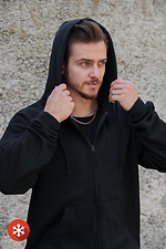 Herren Kapuzenpullover mit isoliertem Reißverschluss und Fujiwara Kane Aufdruck Schwarz Without 8055818 Foto №5
