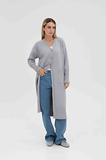 Women's knitted long cardigan in light gray color  4038819 photo №1