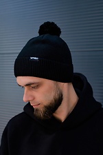 Warm wool blend hat with lapel and pompom Without 8048819 photo №1