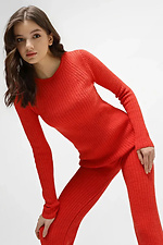 Gestrickter Zweiteiler in Karottenfarbe: Jacke, Hose mit Schlitzen Sewel 4037820 Foto №2