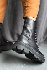 Черные кожаные осенние ботинки берцы на байке в армейском стиле 8018821 фото №3