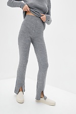 Gray knitted suit deuce: jacket, pants with slits  4037822 photo №4