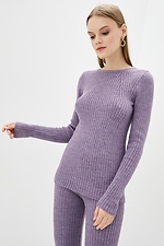 Lilac knitted two-piece suit: jacket, pants with slits  4037823 photo №2
