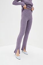 Lilac knitted two-piece suit: jacket, pants with slits  4037823 photo №4